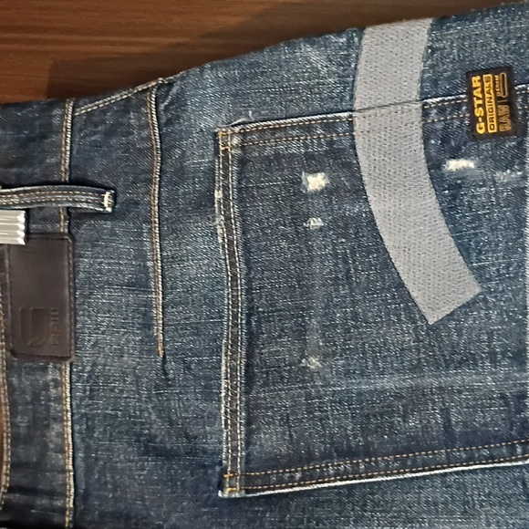 Women's Jeans Dark Blue Boyfriend Upcycled Patchwork, GSTAR. SALE - Picture 8 of 9